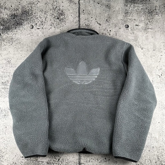 Adidas Deep Pile Fleece Zip Up Size Large Thick Heavyweight - Picture 6 of 9